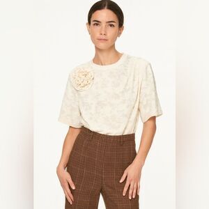 Hofmann Copenhagen Cream Floral Accent Blouse NWT